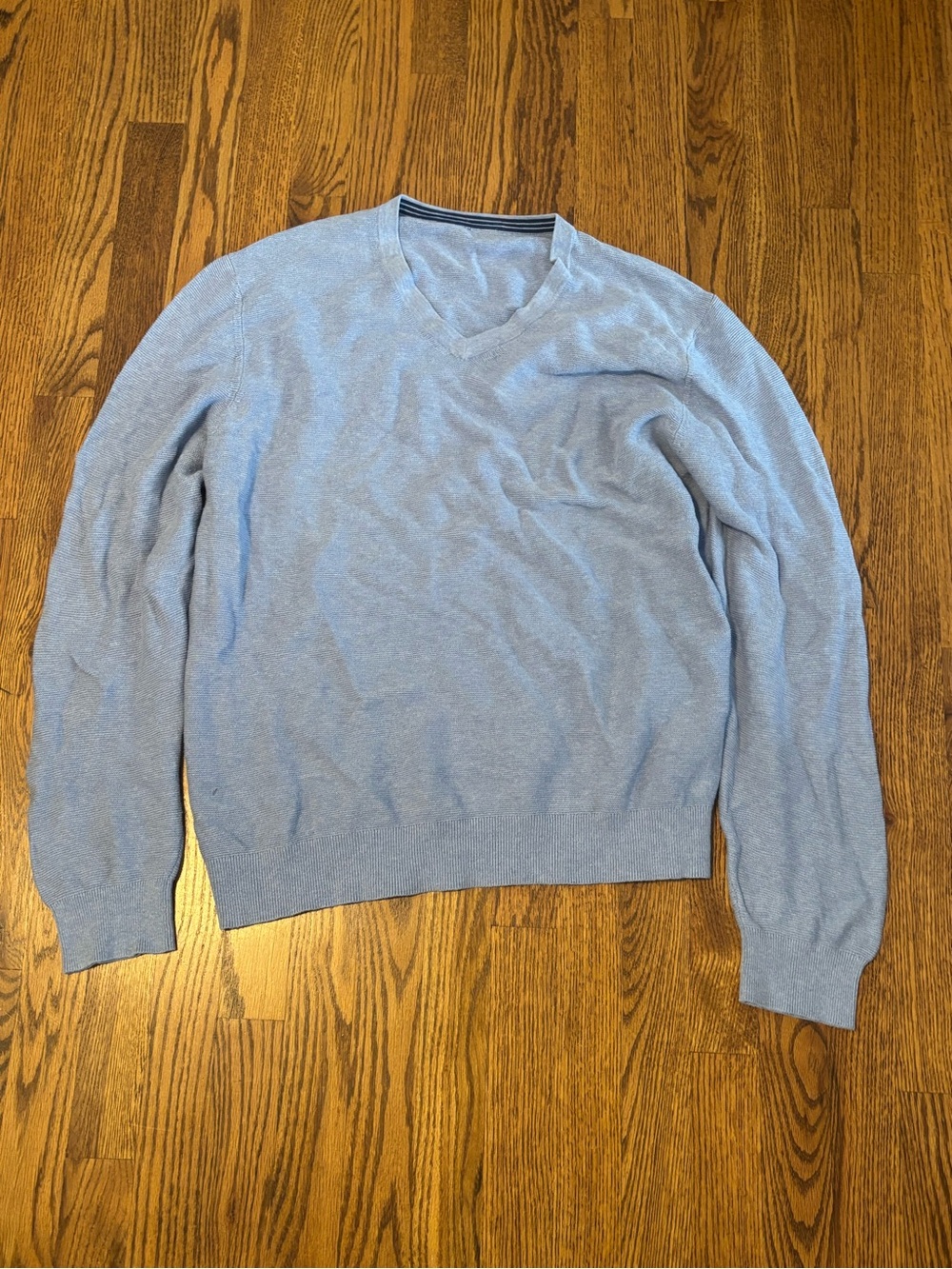 IZOD Men's 100% Cotton Fine Gauge V-Neck Knit Sweater Light Blue XL